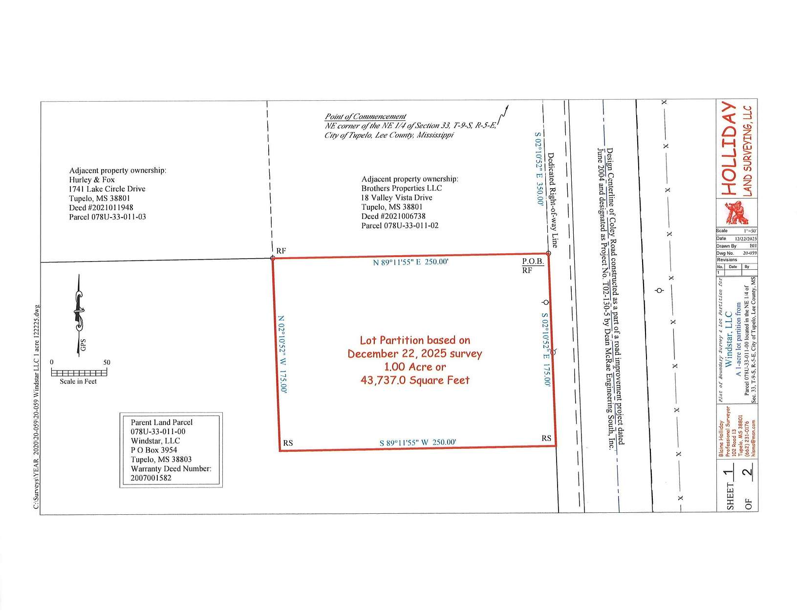 1 Acre of Residential Land for Sale in Tupelo, Mississippi