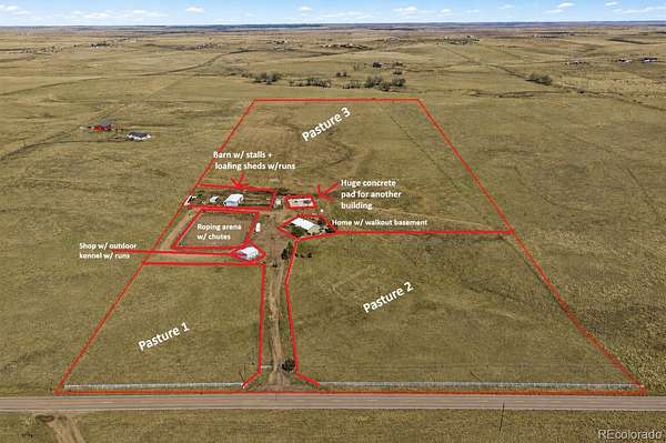 39.6 Acres of Agricultural Land with Home for Sale in Byers, Colorado