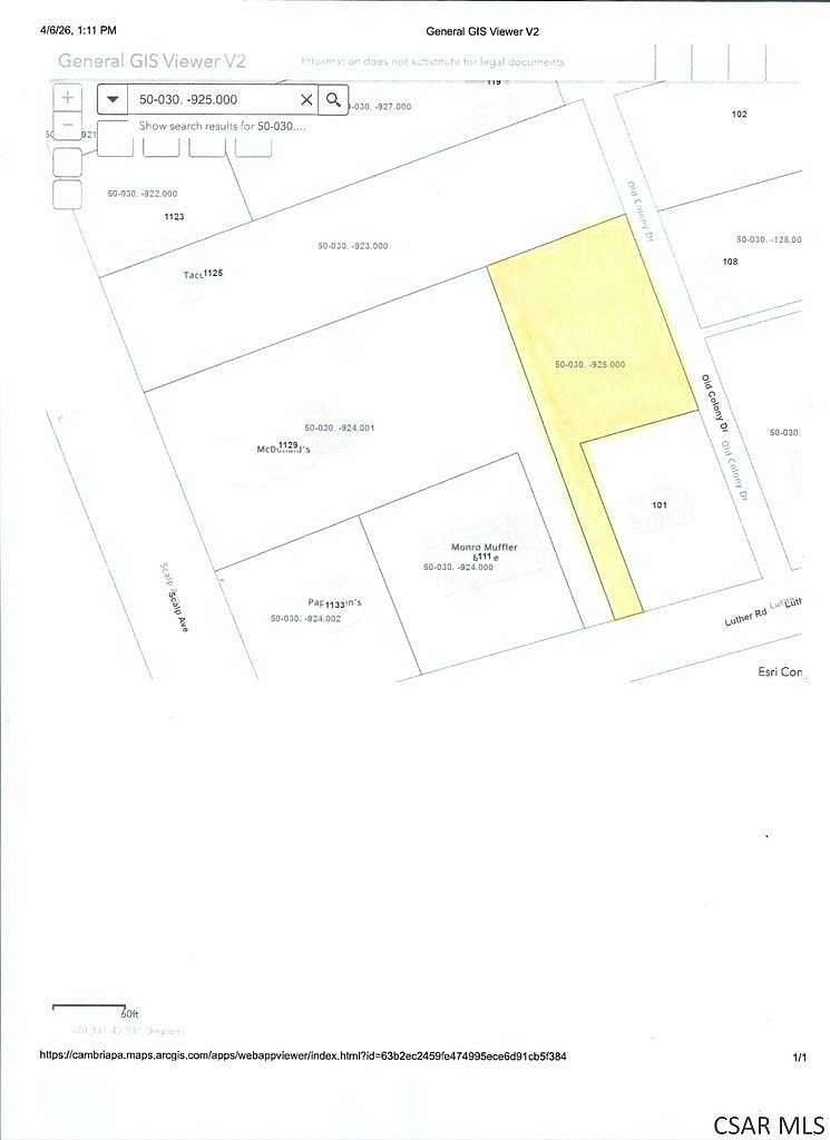 0.5 Acres of Commercial Land for Sale in Johnstown, Pennsylvania