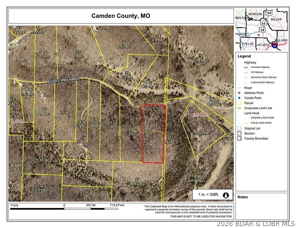 5 Acres of Residential Land for Sale in Camdenton, Missouri