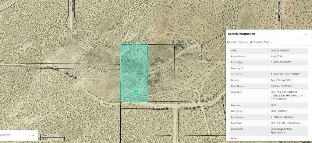 2.35 Acres of Residential Land for Sale in Landers, California
