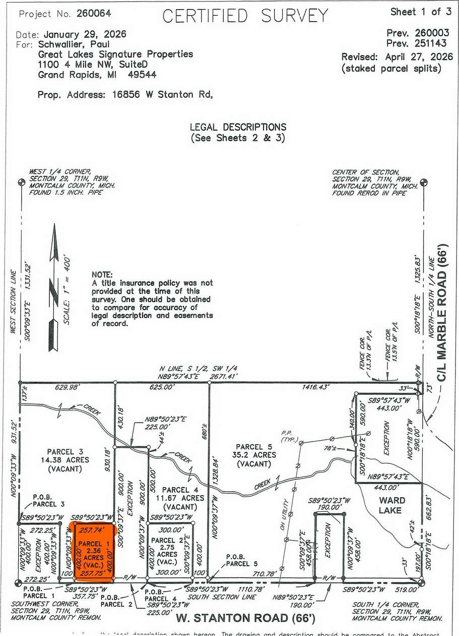 2.36 Acres of Residential Land for Sale in Pierson, Michigan
