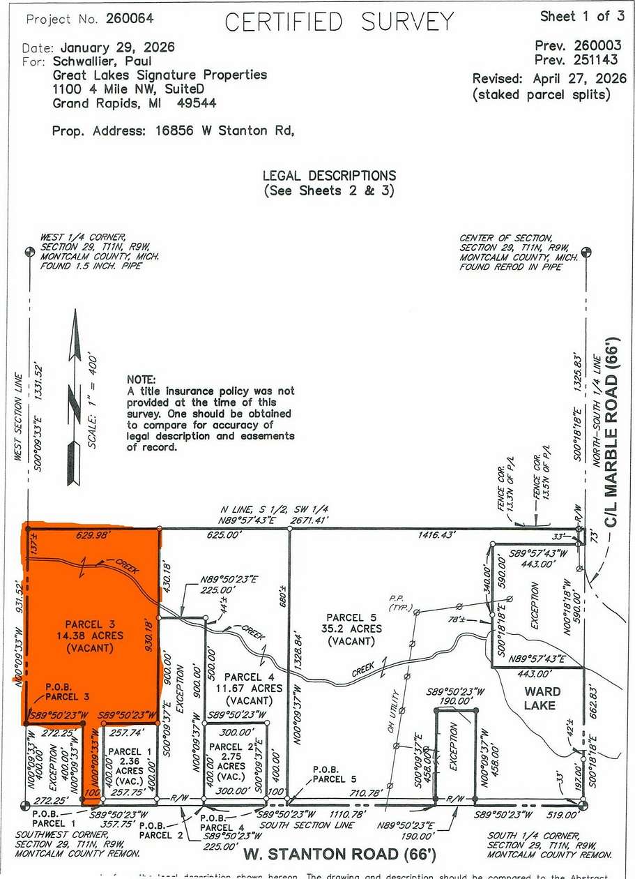 14.4 Acres of Land for Sale in Pierson, Michigan