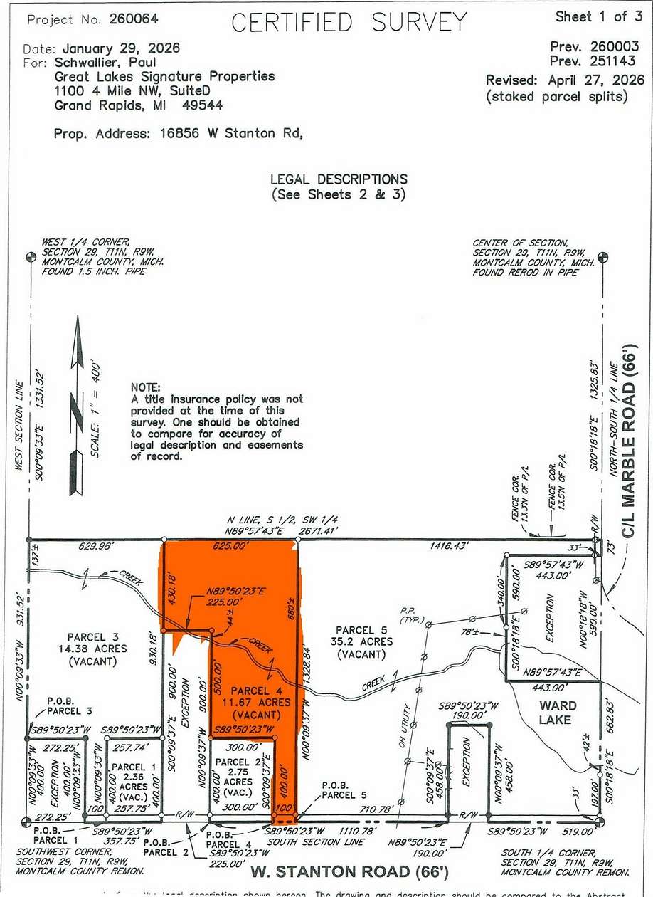 11.7 Acres of Land for Sale in Pierson, Michigan