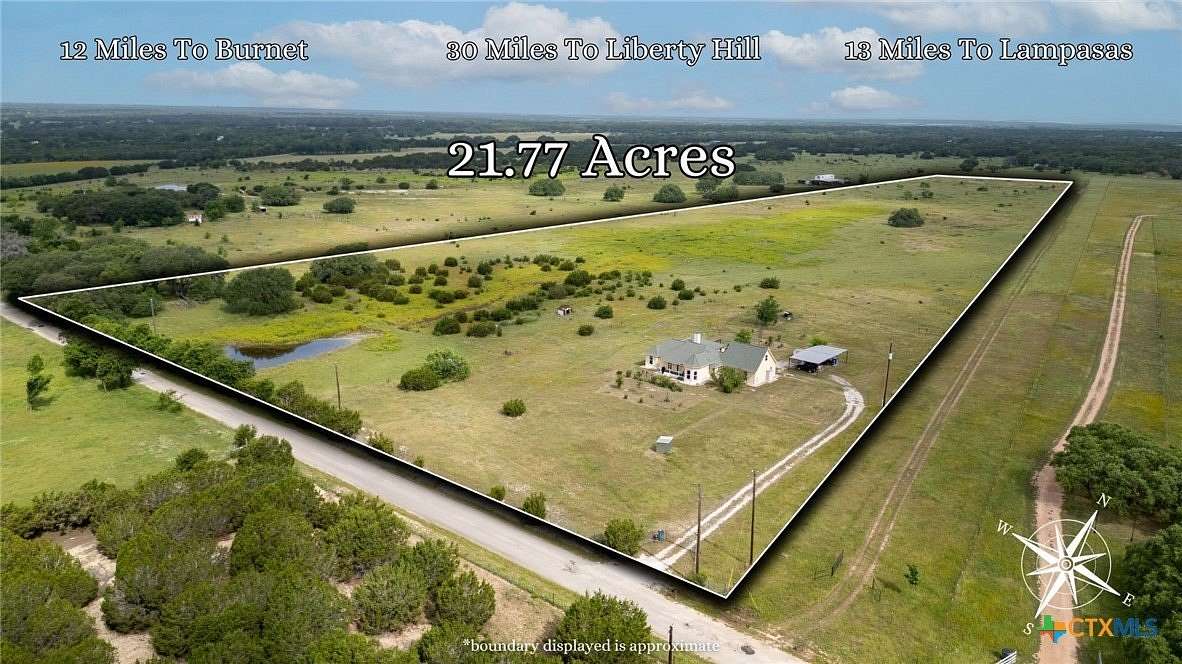 21.8 Acres of Land with Home for Sale in Burnet, Texas