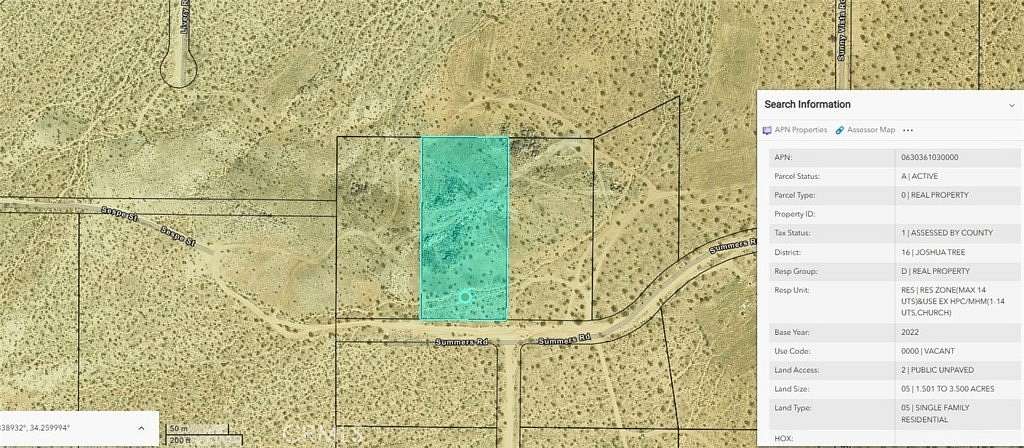 2.36 Acres of Residential Land for Sale in Landers, California
