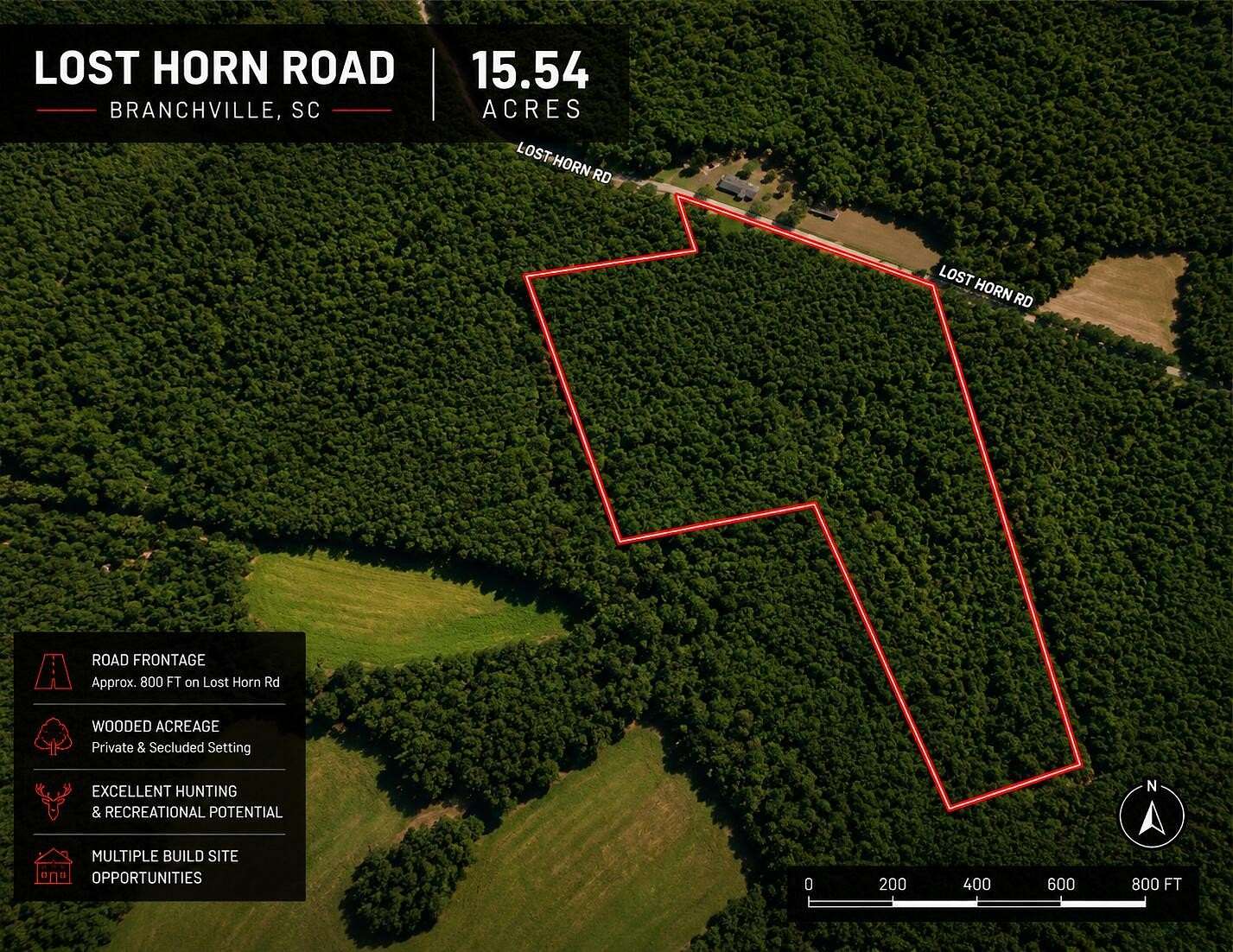 15.5 Acres of Land for Sale in Branchville, South Carolina