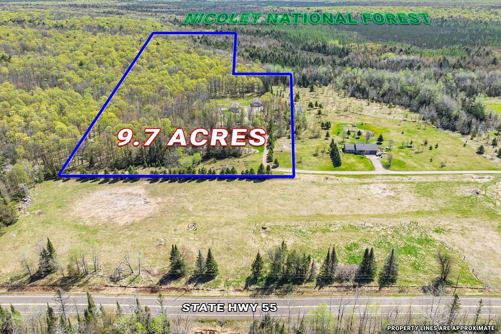 9.7 Acres of Land with Home for Sale in Argonne, Wisconsin