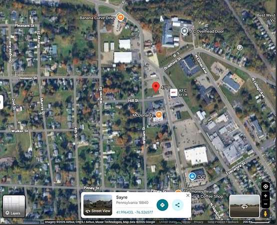 0.81 Acres of Commercial Land for Sale in Sayre, Pennsylvania