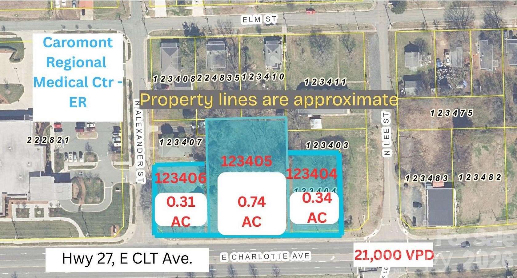 1.39 Acres of Commercial Land for Sale in Mount Holly, North Carolina