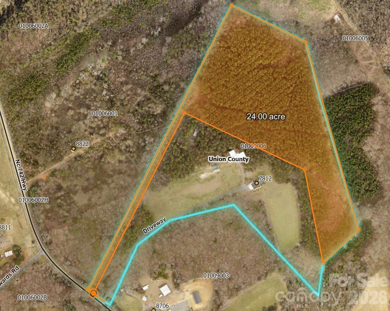 23.5 Acres of Recreational & Residential Land for Sale in Marshville, North Carolina