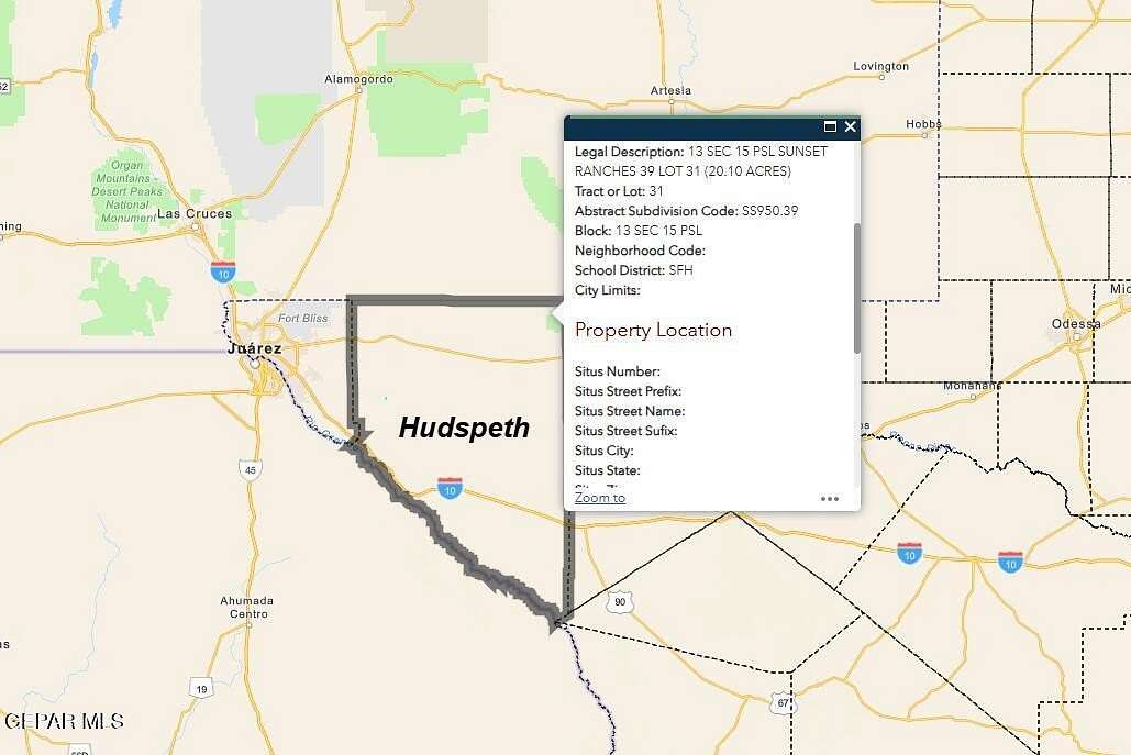 20.1 Acres of Land for Sale in Sierra Blanca, Texas