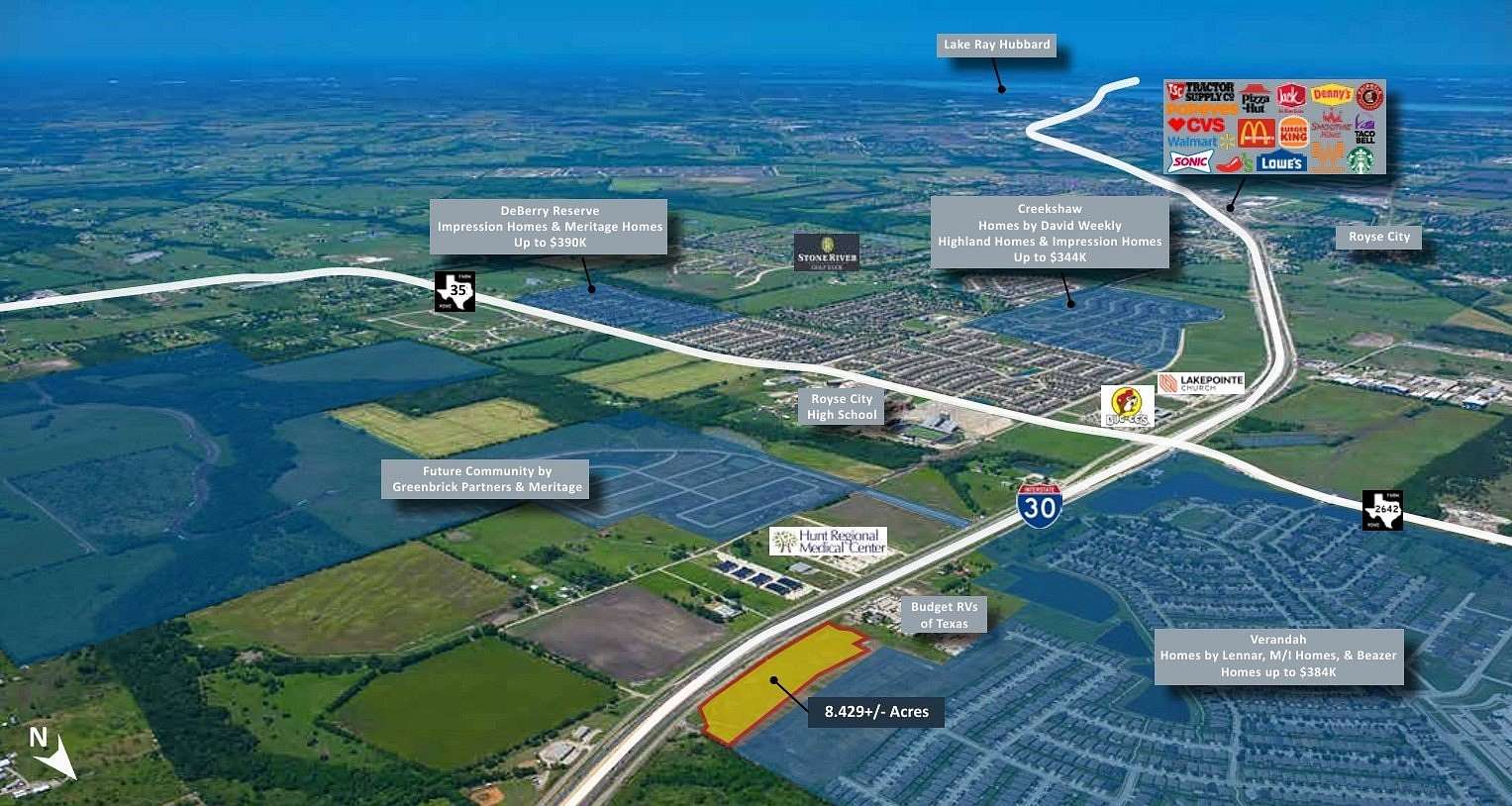 8.43 Acres of Residential Land for Sale in Royse City, Texas