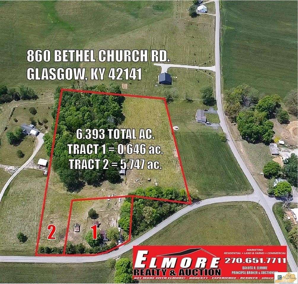 6.5 Acres of Land with Home for Auction in Glasgow, Kentucky