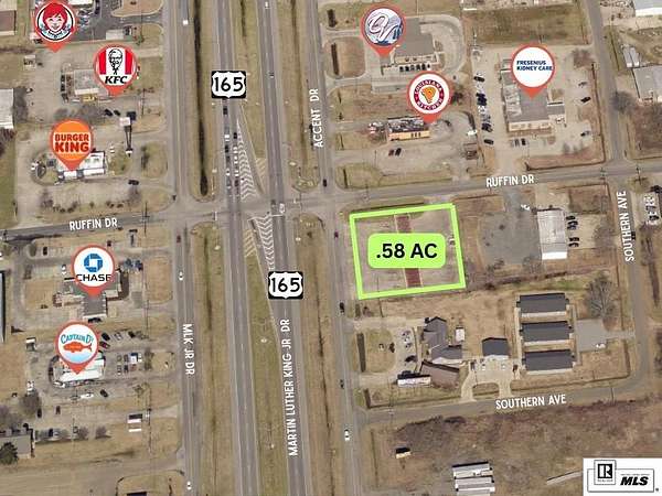 0.58 Acres of Commercial Land for Sale in Monroe, Louisiana