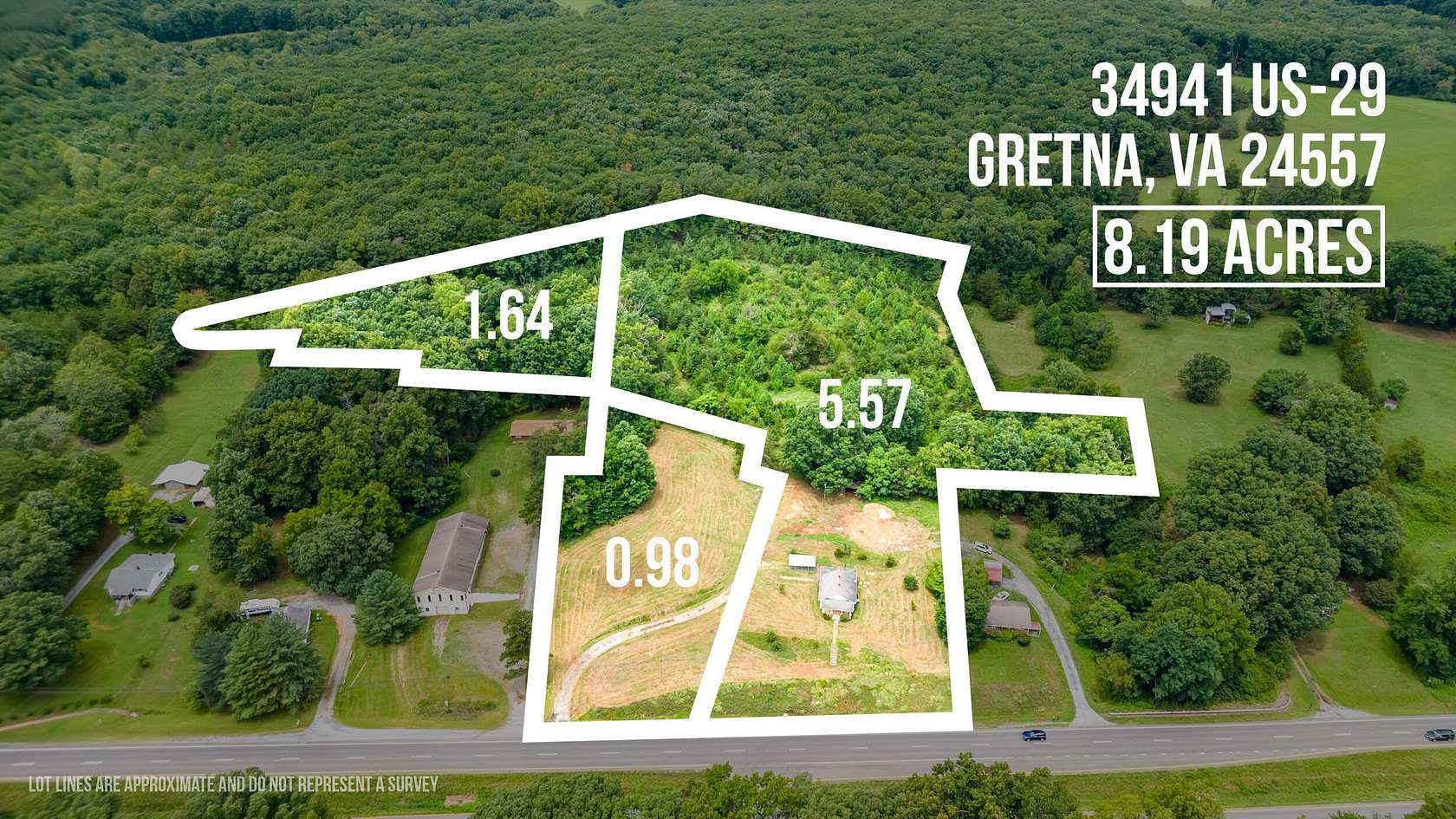 8.22 Acres of Land with Home for Sale in Gretna, Virginia