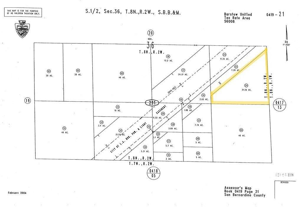 21.3 Acres of Land for Sale in Barstow, California