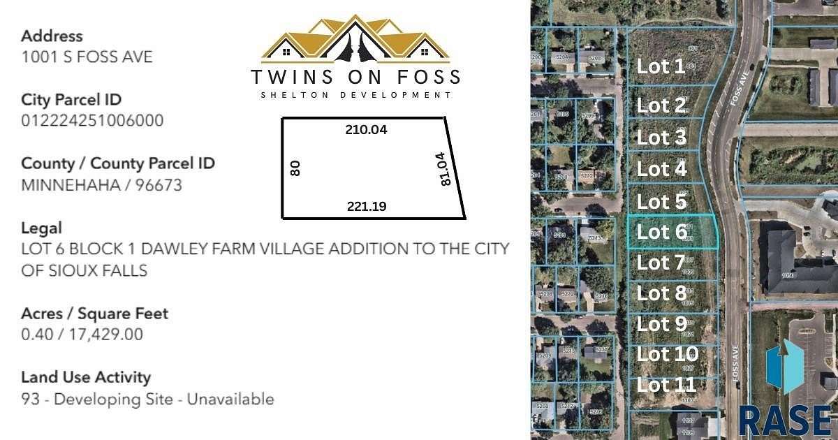 0.4 Acres of Residential Land for Sale in Sioux Falls, South Dakota