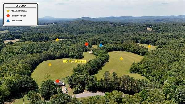 86.1 Acres of Agricultural Land with Home for Sale in Claudville, Virginia