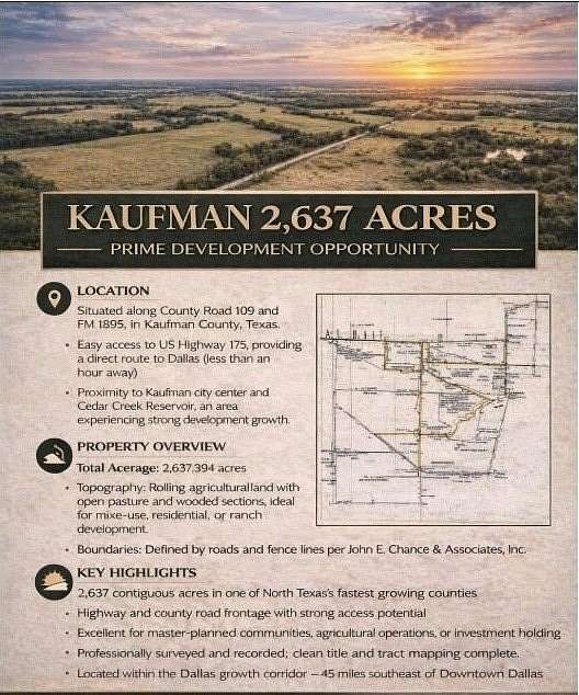 2,637 Acres of Land for Sale in Kaufman, Texas