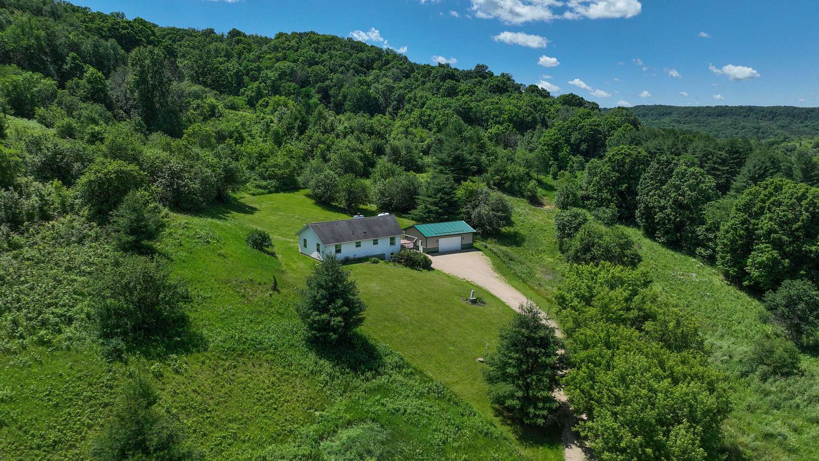 21.8 Acres of Recreational Land with Home for Sale in La Farge, Wisconsin