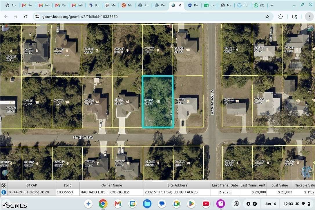 0.25 Acres of Residential Land for Sale in Lehigh Acres, Florida