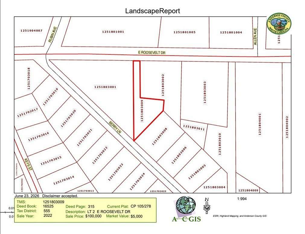 0.04 Acres of Residential Land for Sale in Anderson, South Carolina