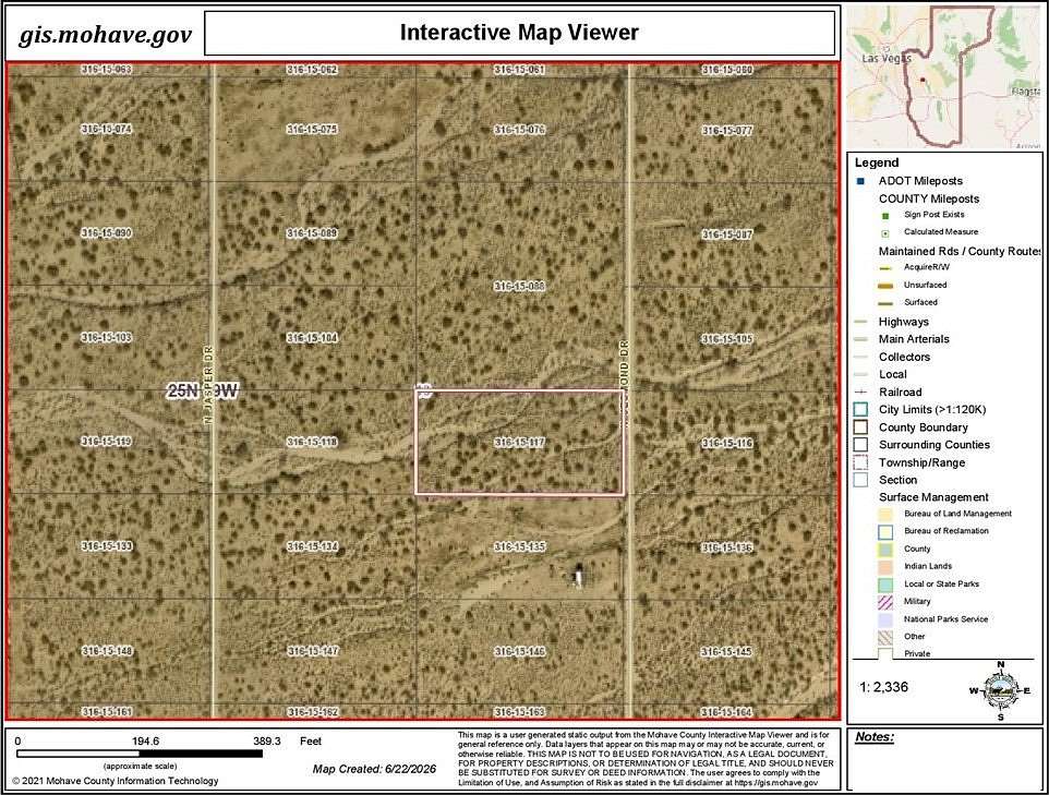 1.25 Acres of Residential Land for Sale in Dolan Springs, Arizona