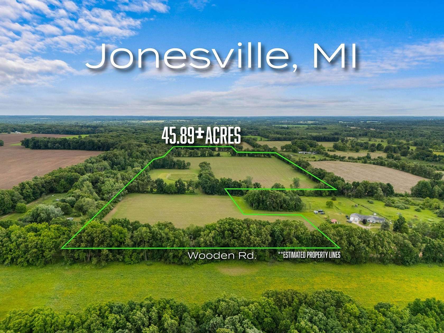 45.9 Acres of Land for Sale in Jonesville, Michigan