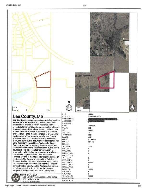 2 Acres of Residential Land for Sale in Tupelo, Mississippi