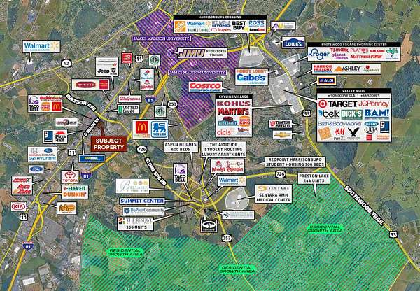 9 Acres of Mixed-Use Land for Sale in Harrisonburg, Virginia