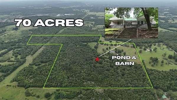 70 Acres of Land with Home for Sale in Tahlequah, Oklahoma