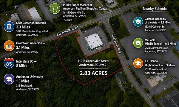 2.83 Acres of Commercial Land for Sale in Anderson, South Carolina