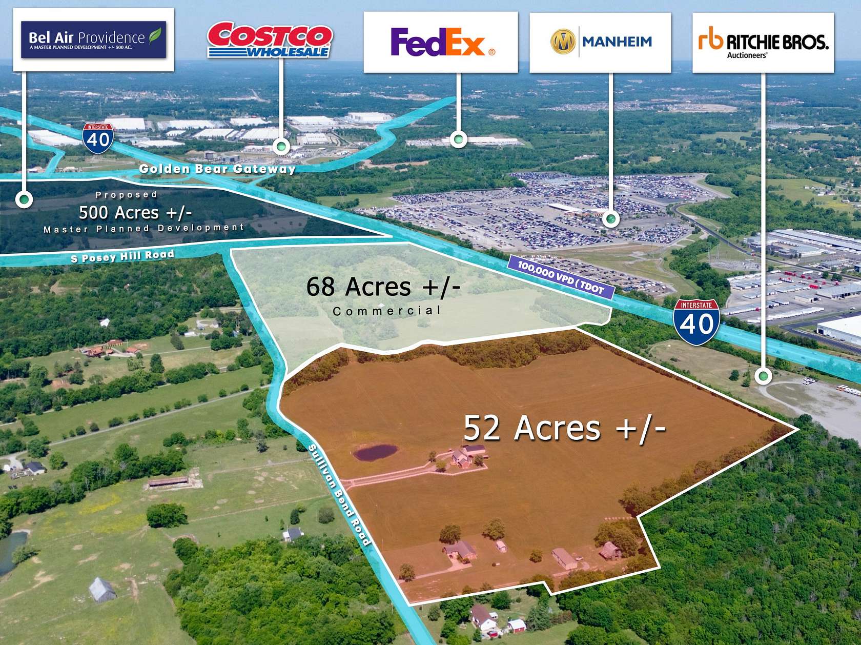 52 Acres of Improved Mixed-Use Land for Sale in Mount Juliet, Tennessee