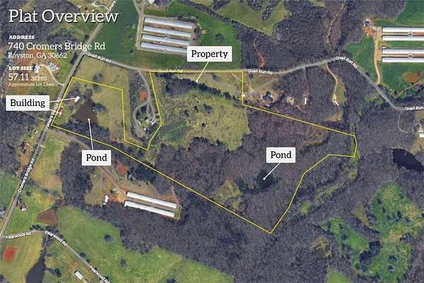 57.1 Acres of Agricultural Land with Home for Sale in Royston, Georgia