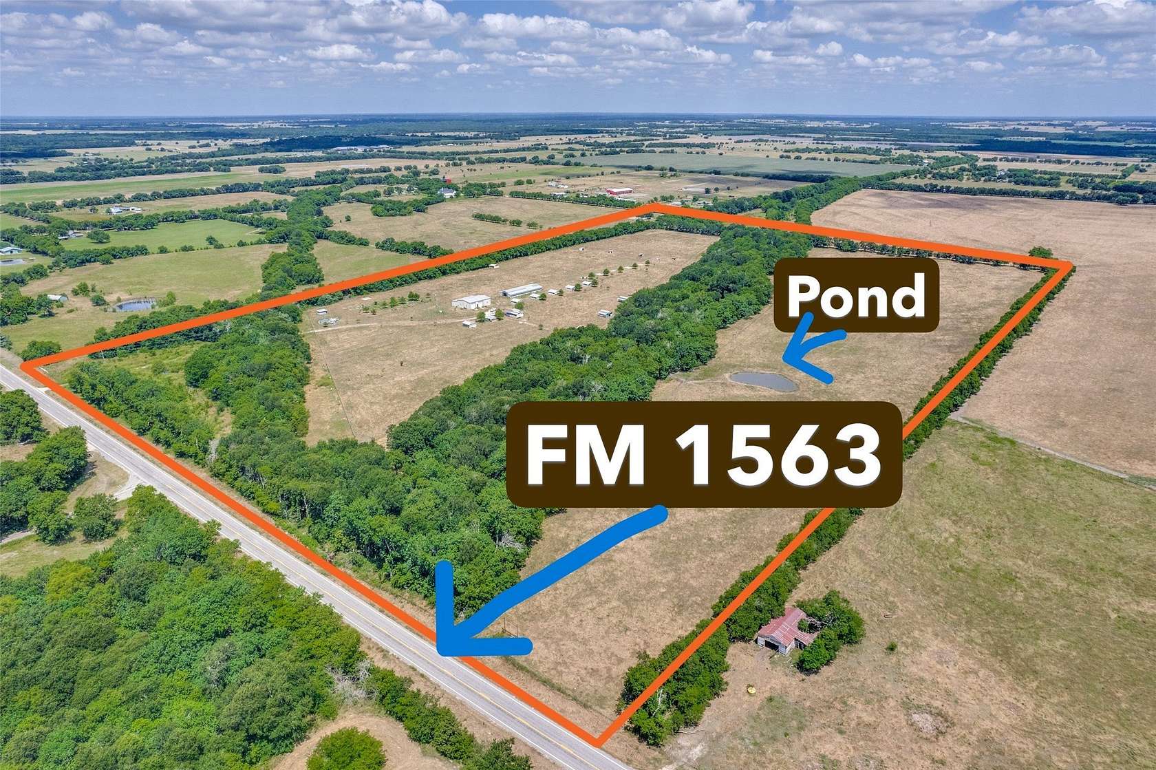 55 Acres of Agricultural Land with Home for Sale in Commerce, Texas
