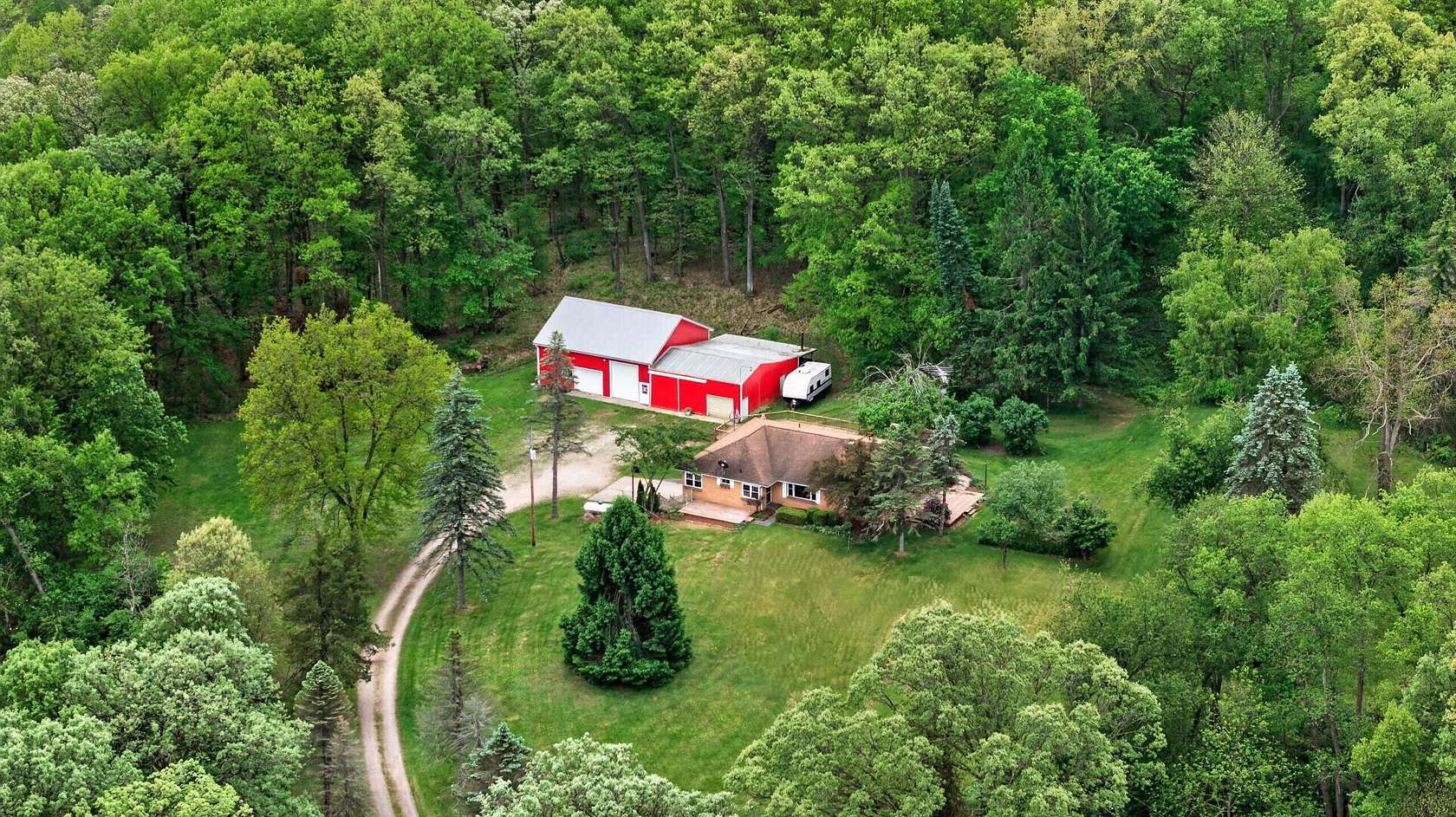 53 Acres of Recreational Land with Home for Sale in Horton, Michigan