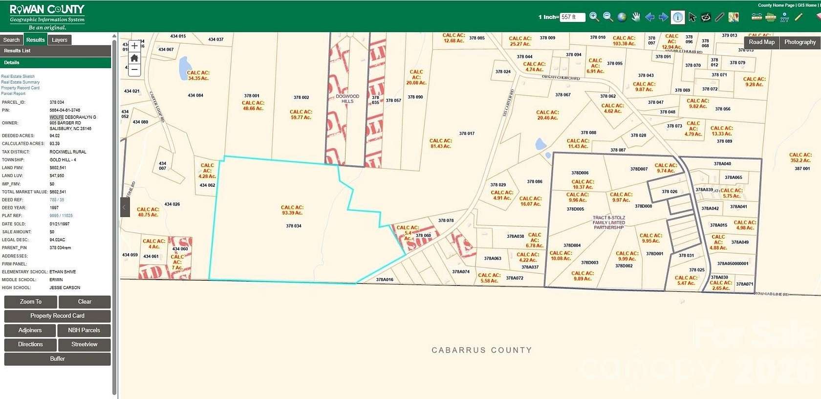 93.4 Acres of Land for Sale in Rockwell, North Carolina