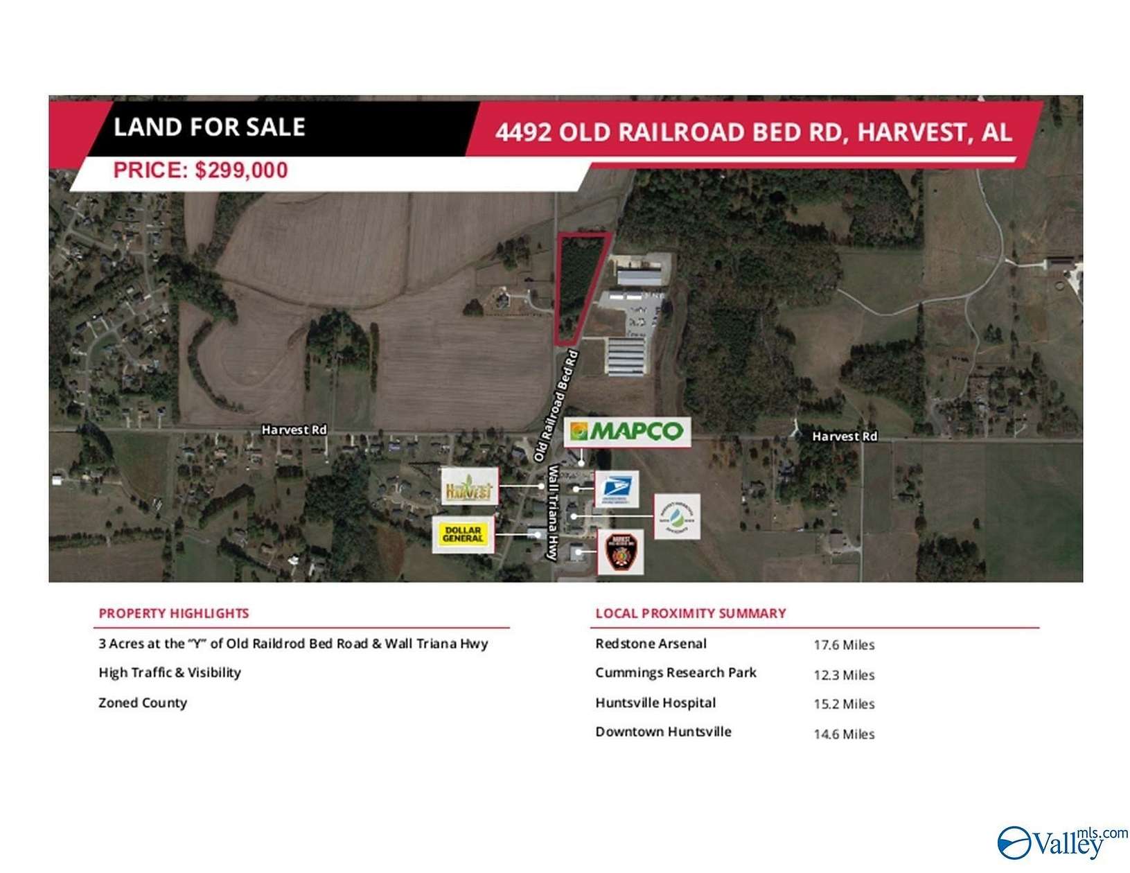 3 Acres of Commercial Land for Sale in Harvest, Alabama