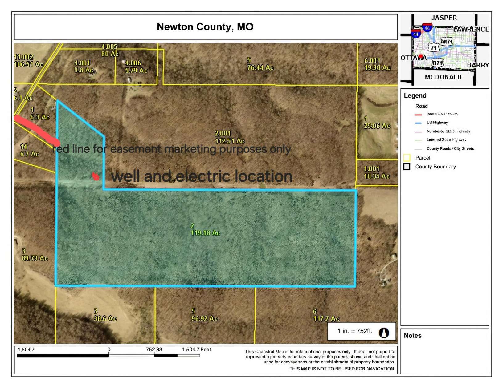 119 Acres of Recreational & Residential Land for Sale in Seneca, Missouri