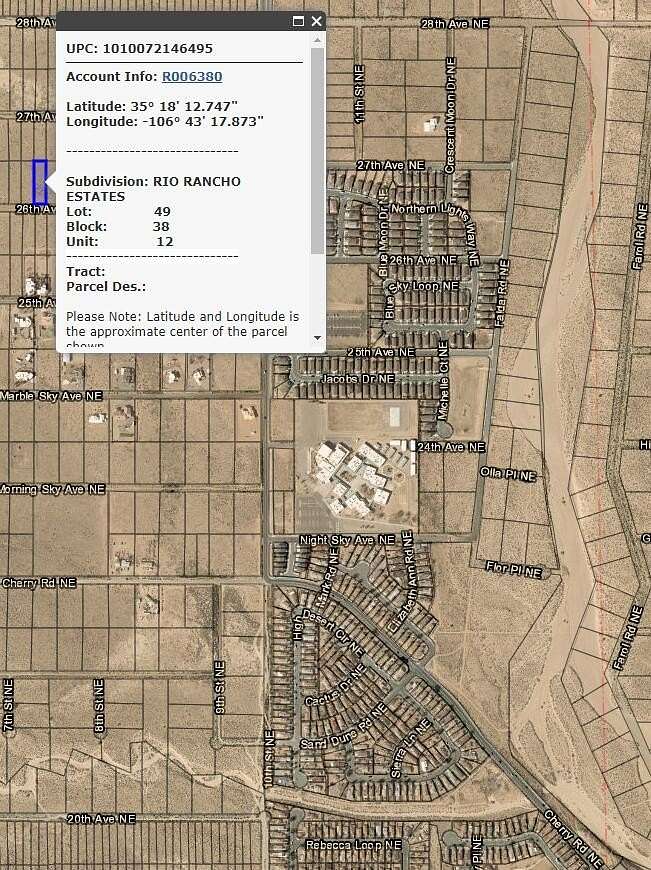 0.5 Acres of Residential Land for Sale in Rio Rancho, New Mexico