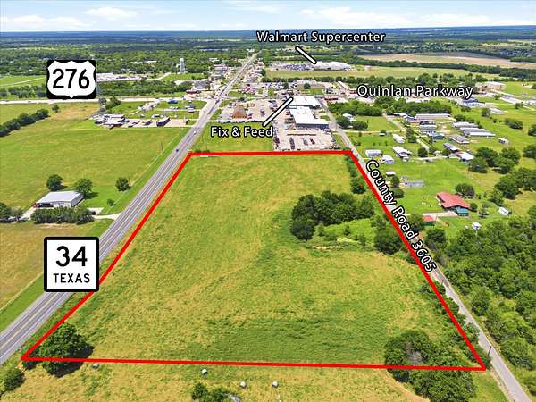 9.23 Acres of Commercial Land for Sale in Quinlan, Texas