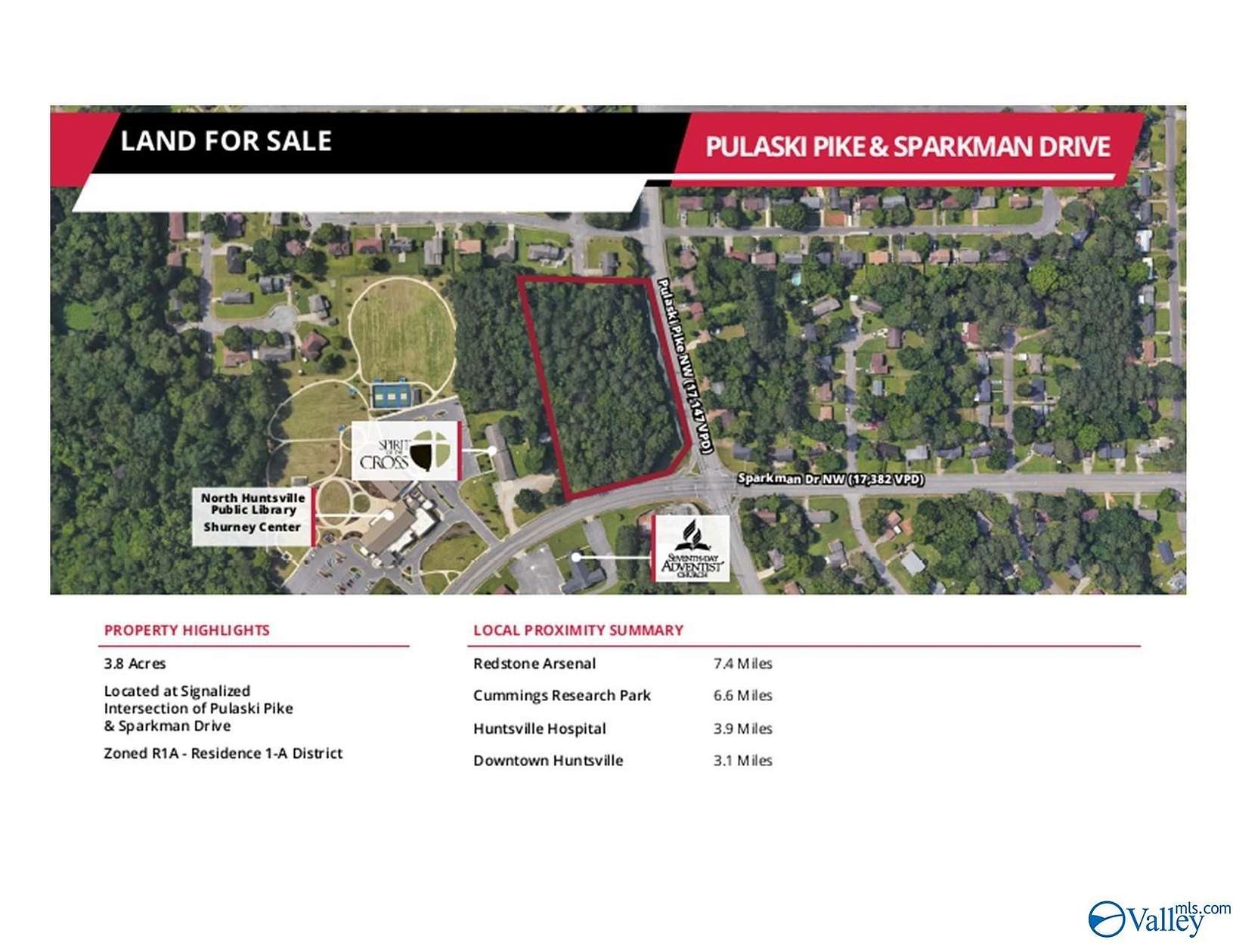 3.8 Acres of Commercial Land for Sale in Huntsville, Alabama