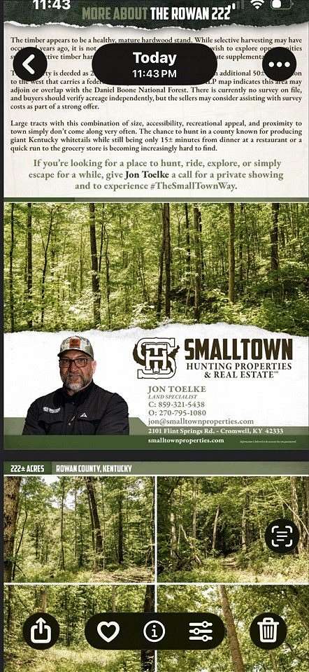 222 Acres of Recreational & Residential Land for Sale in Morehead, Kentucky