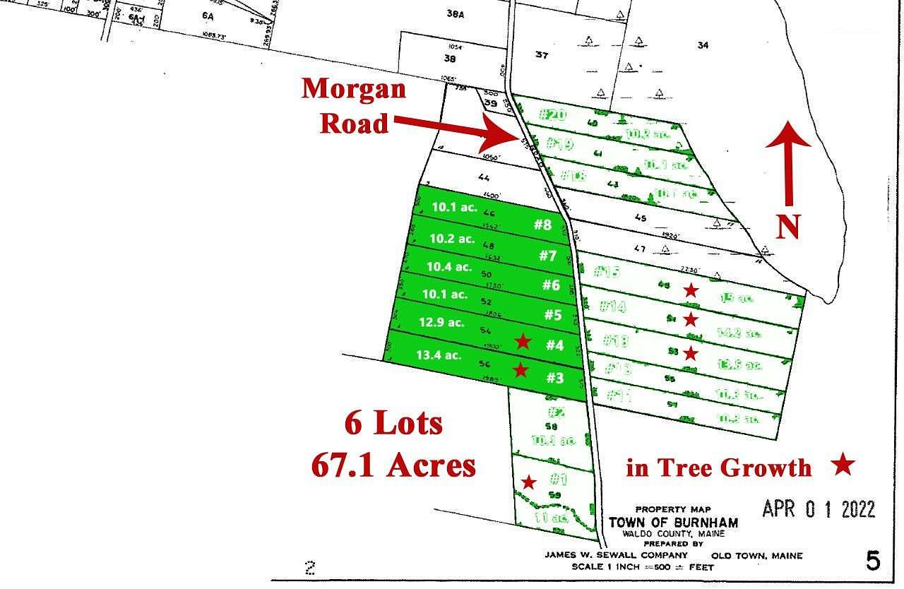 67.1 Acres of Recreational & Residential Land for Sale in Burnham, Maine
