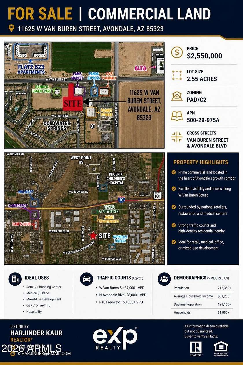 2.55 Acres of Mixed-Use Land for Sale in Avondale, Arizona