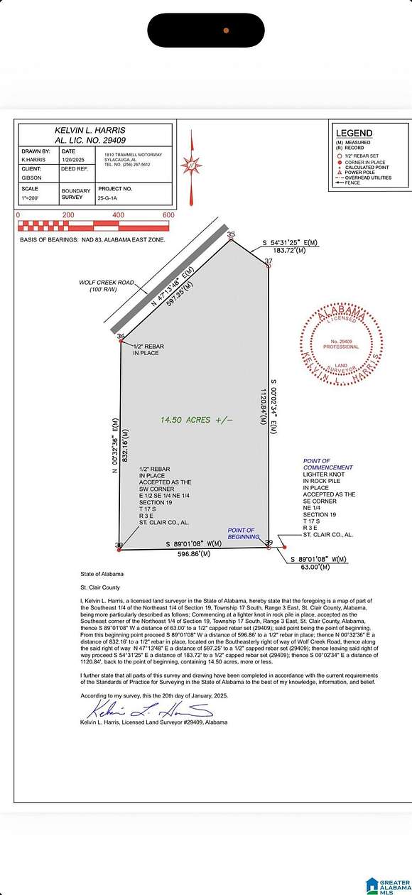 14.5 Acres of Land for Sale in Pell City, Alabama