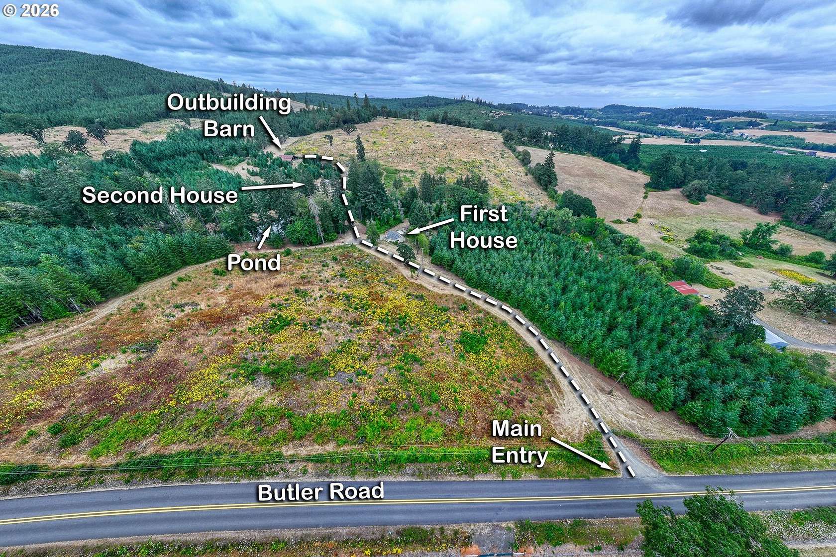 108 Acres of Recreational Land with Home for Sale in Junction City, Oregon
