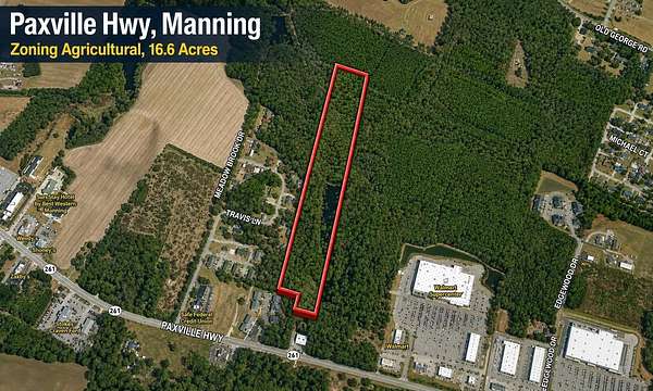16.6 Acres of Land for Sale in Manning, South Carolina