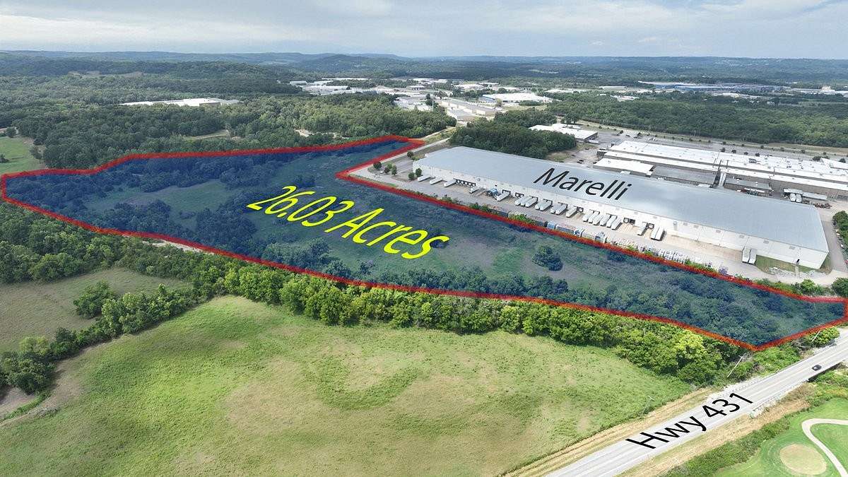 25.2 Acres of Commercial Land for Auction in Lewisburg, Tennessee